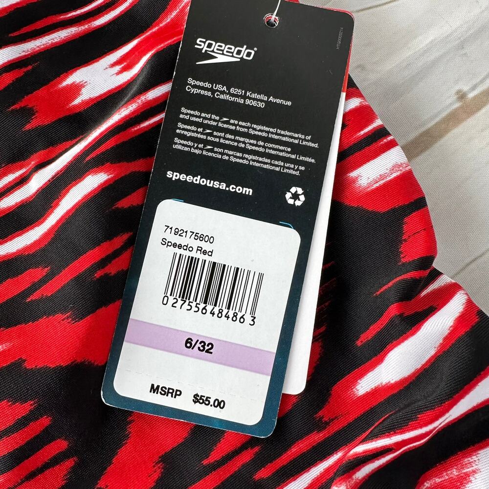 NWT Speedo One Piece ProLT Cross Back Printed Adult Team Colors 6/32 Small Red - Picture 4 of 6